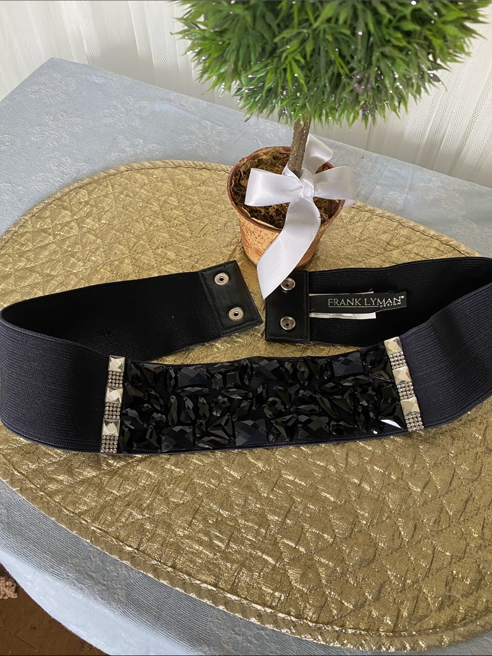 Frank Lyman Stretchy Wide Bejeweled Women’s Belt Size S